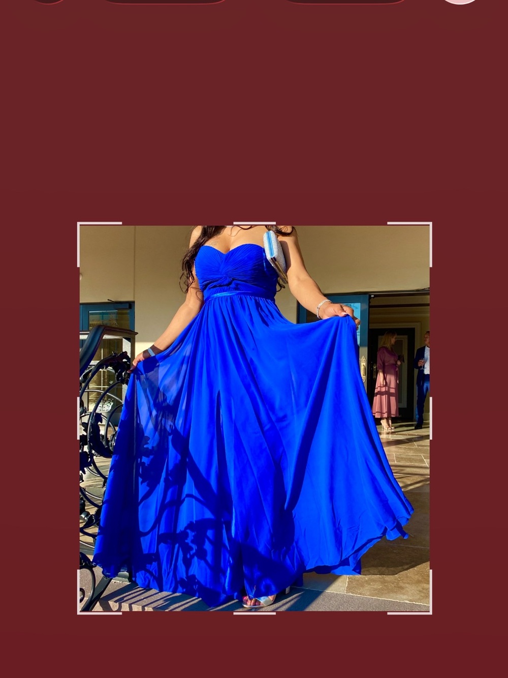 Cinderella Vibrant Blue off the shoulder dress